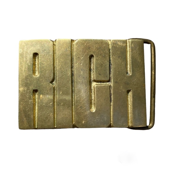 Solid Brass Vintage Belt Buckle - RICH - Picture 1 of 3